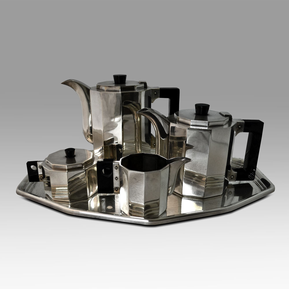A German Art Deco silver plated tea set