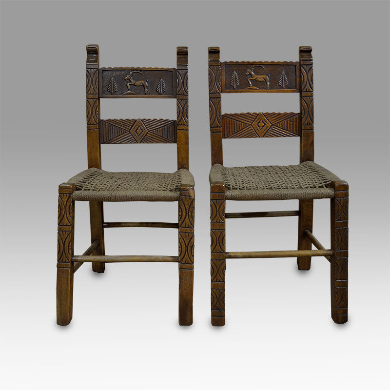 A pair of antique Cretan small chairs