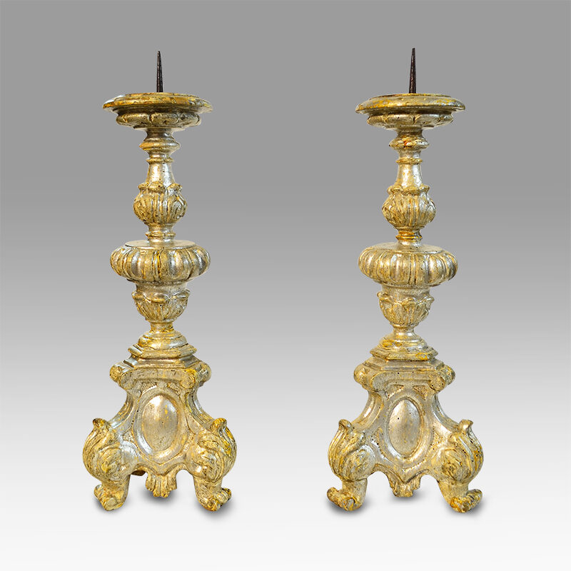 A pair of Italian 17th century altar candlesticks