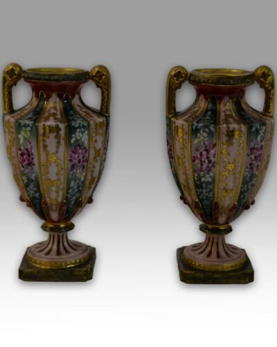 A pair of German Rudolstadt vases